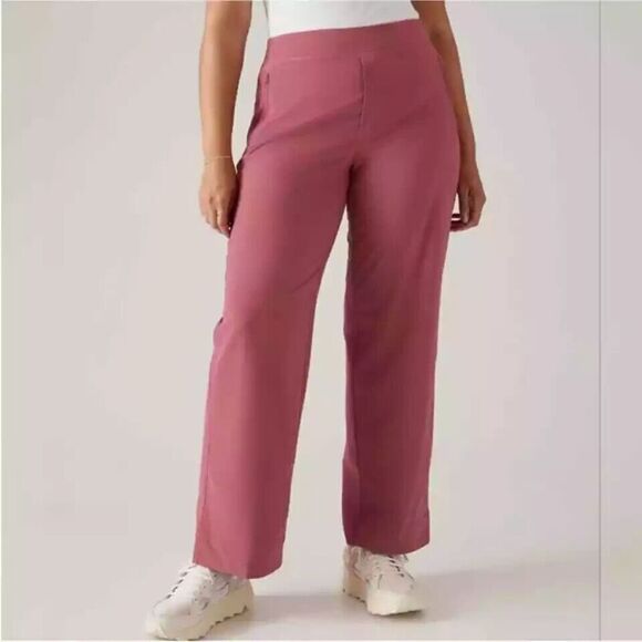 Athleta 658449-01 Women Sz 0 Rose Berry Brooklyn Heights Hi-Rise Wide Pants - Picture 14 of 15